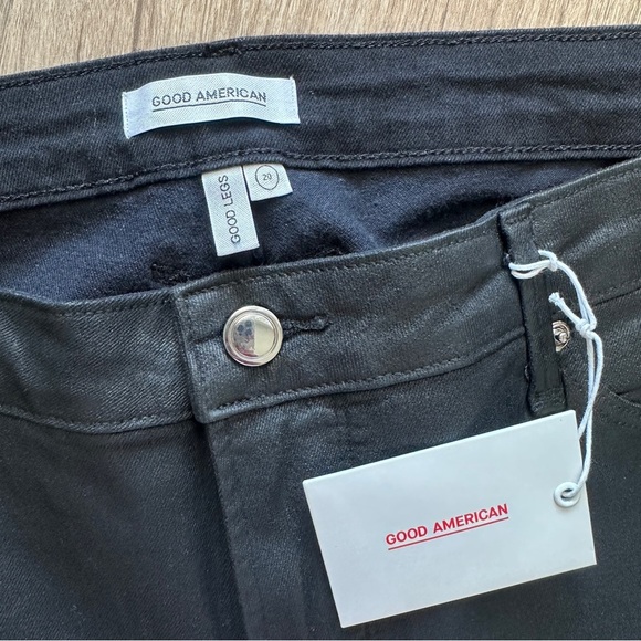 NWT GOOD AMERICAN Good Legs Coated Skinny Jeans in Black Plus Sz. 20 - Picture 4 of 9